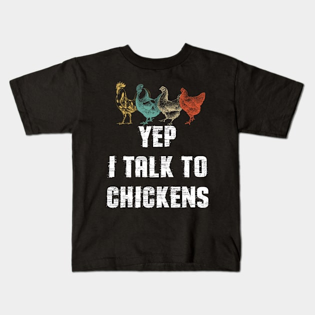 Funny Chicken Vintage Poultry Farmer Gift Kids T-Shirt by cedricchungerxc